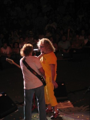 on stage