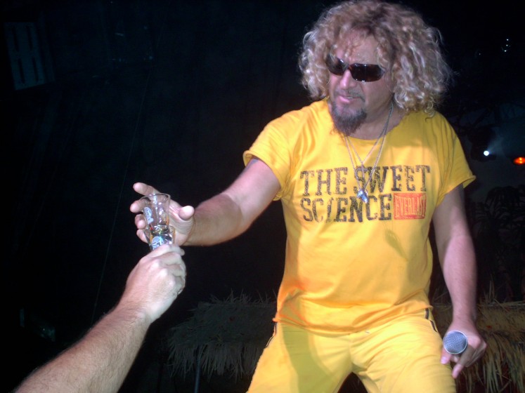 Sam and Jeff doing a shot of Cabo Wabo during Mas Tequila