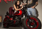 Red Rocker Bobber getting ready for Mega Biker Bash