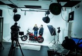 Red Rocker Bobber with Michael Allman Photo shoot for Born to Ride Magazine