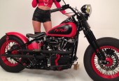 Red Rocker Bobber with Michael Allman Photo shoot for Born to Ride Magazine