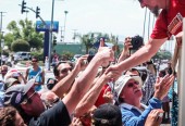 Sammy signing autographs at Fontana Days 100th Anniversary Parade